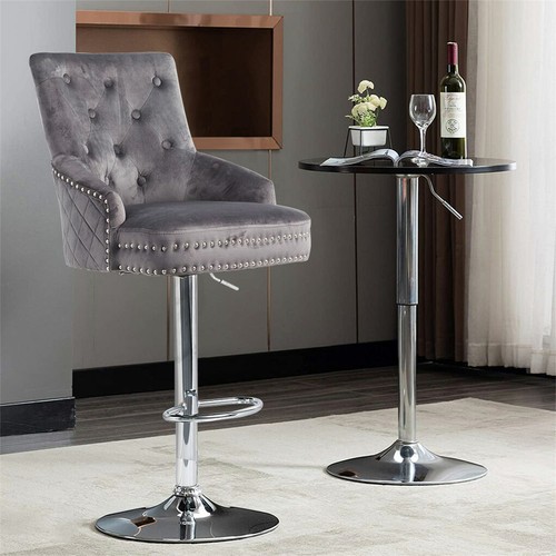 Grey velvet bar stool lion - bar,