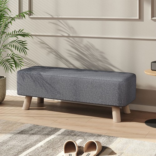 Grey linen long bench 81cm - grey,