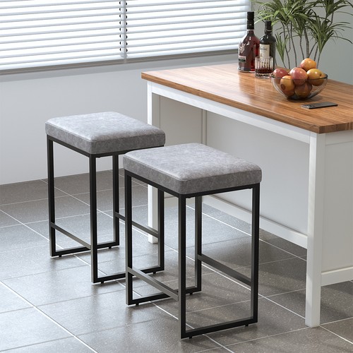 Grey bar stool leather - bar,