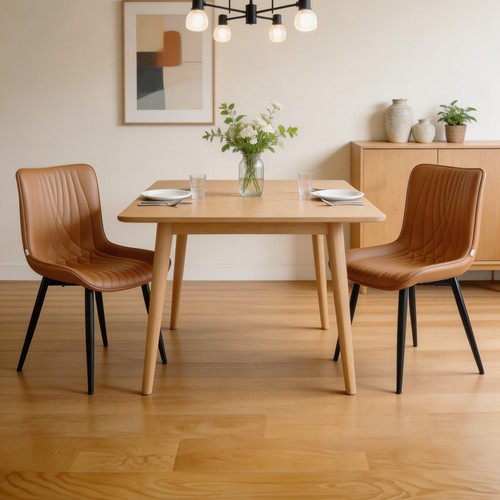 2pcs camel dining chairs - camel,