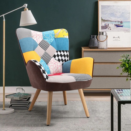 Upholstered chair retro fabric - upholstered,