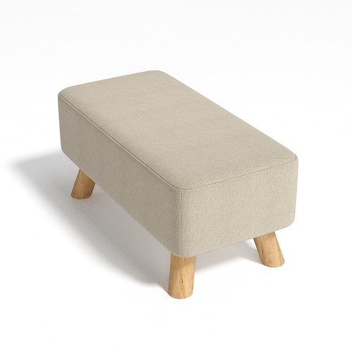 Beige linen footstool living - beige,