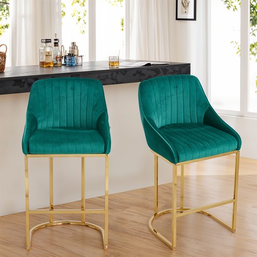 Green velvet bar stools - green,