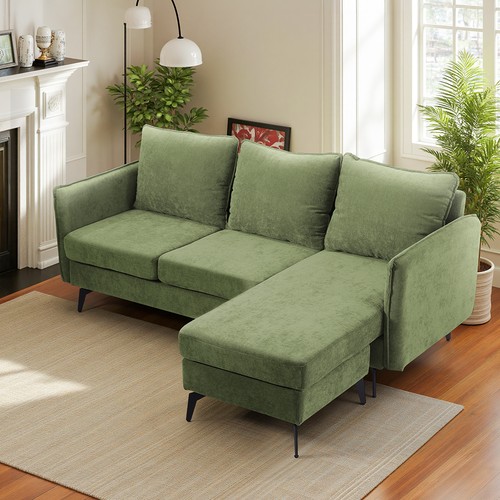 Shaped corner sofa - corner, green