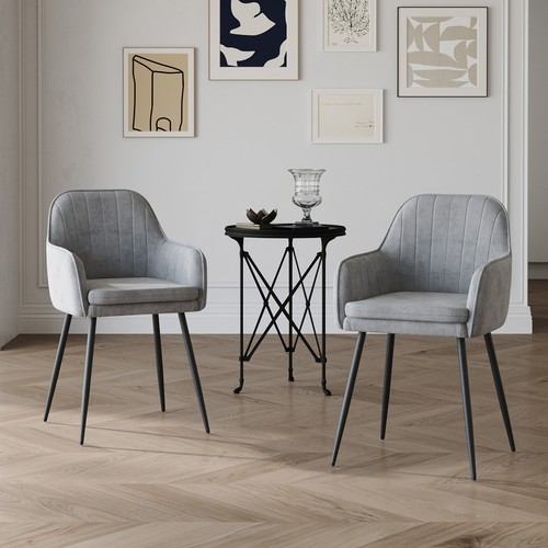 Grey velvet dining - chairs, 2