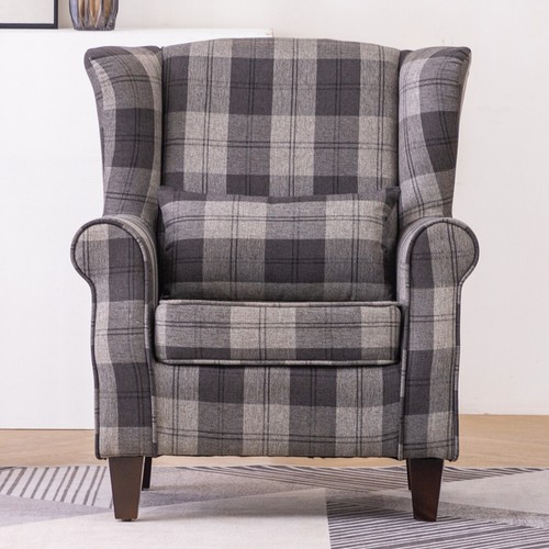 Linen tartan chair - linen, armchair
